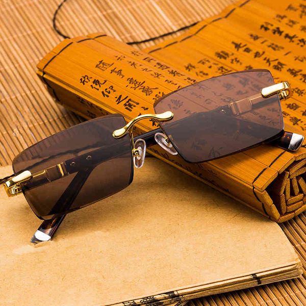 

designer rimless polarized sunglasses men women natural crystal stone lens sun glasses vintage retro brown sunglass clear eyewear uv400, White;black