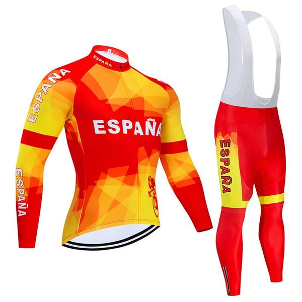 

racing sets 2021 spain team cycling clothing 20d gel bike pants set ropa ciclismo mens autumn long pro bicycling jersey maillot wear, Black;blue
