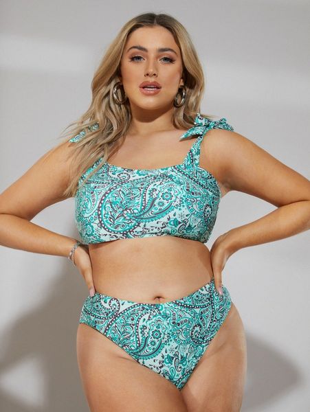 

plus paisley print bikini swimsuit b9zv#, Black