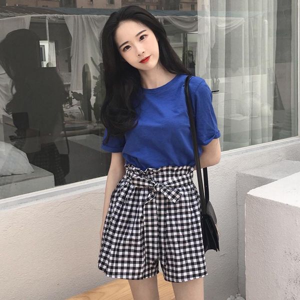 

women's shorts 2021 summer casual short korean punk harajuku ulzzang plaid wide-leg female cute japanese kawaii for women, White;black