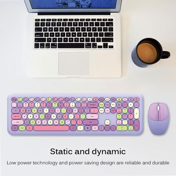 

wireless keyboard and mouse combination wireless keyboard 2.4g business pink multicolor mute and mouse set