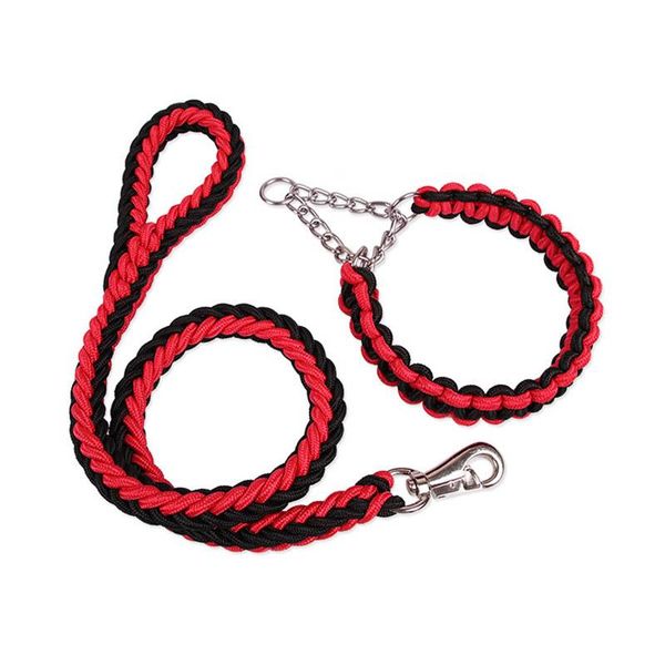 

new large dog leads durable rope knitted pitbull dog collar with p chain pet leashes for walking running labrador outdoor 10a
