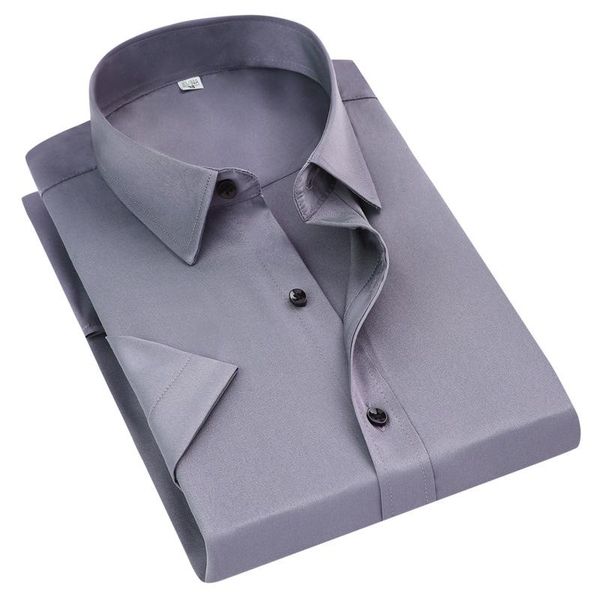 

men's elastic tencel cotton short sleeve shirt in summer, White;black