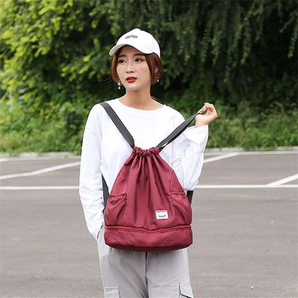 

backpack women nylon bag outdoor fitness drawstring beam mouth lady waterproof sports travel knapsack woman shoulder bags