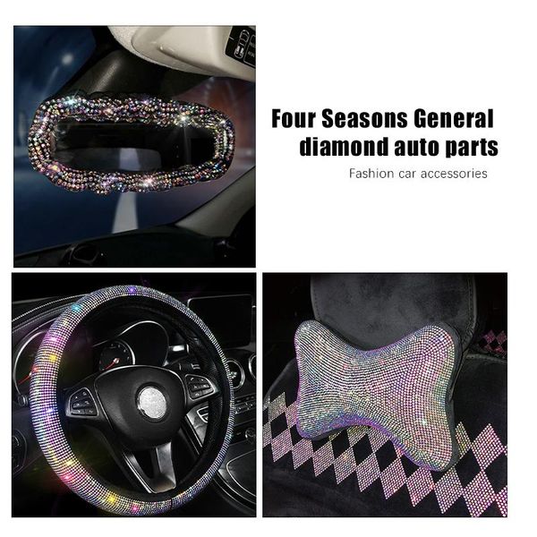 

interior decorations luxury crystal car seat belt cover pad neck pillow diamond steering wheel bling auto accessories