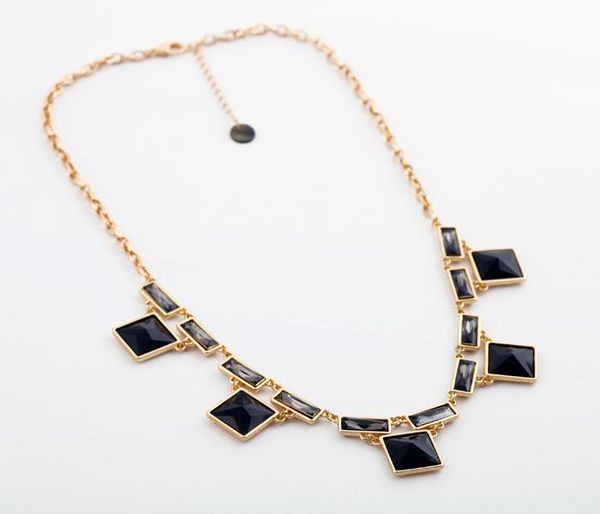 

pendant necklaces bulk price black & white acrylic square pendants necklace gold color fashion women's clothing accessories, Silver