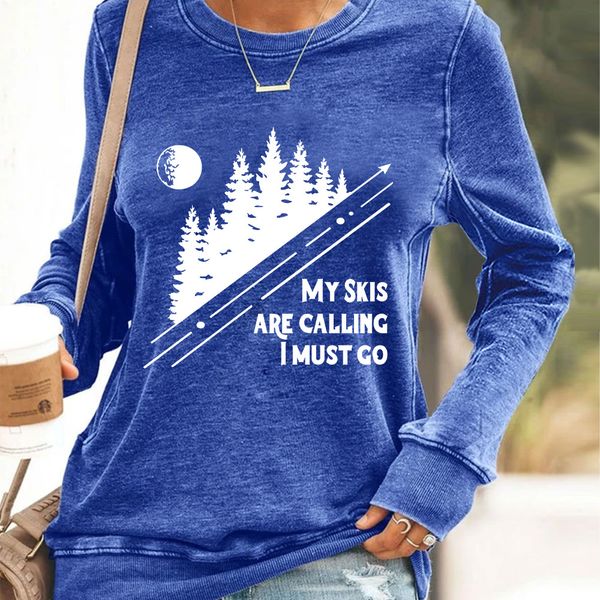 

2021 autumn winter women's christmas theme print casual loose round neck sweater, Black