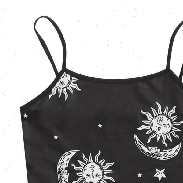 

tenue crop womens round neck sleeveless moon, stars print slim fit crop clubwear tank es dames 47, White