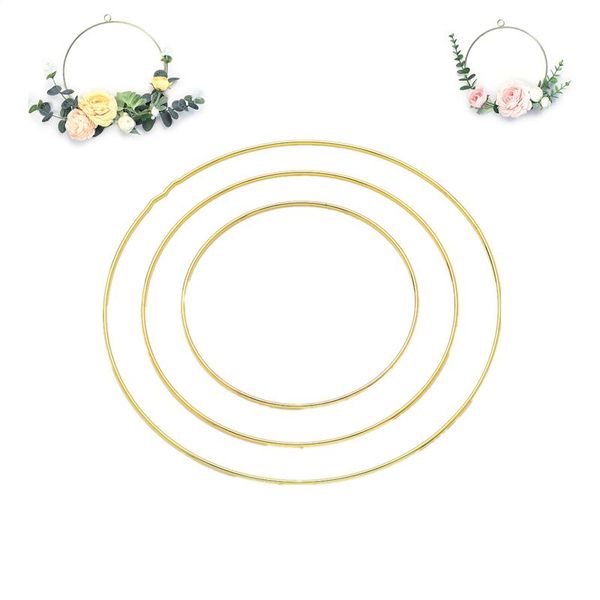 

decorative flowers & wreaths diy 10-40cm iron gold metal ring portable garland baby shower wedding bride wreath handmade catcher hoop decor