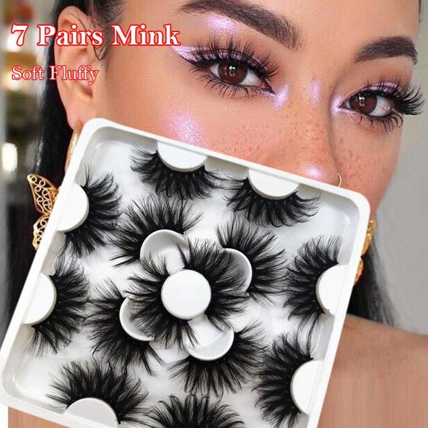 

false eyelashes 7pairs 25mm soft fluffy 3d mink dramatic long wispies lash extension natural volume beauty handmade eye makeup
