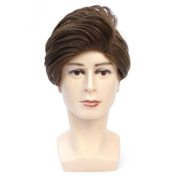 

synthetic wigs dai weier short brown men wig layered hair side part, Black