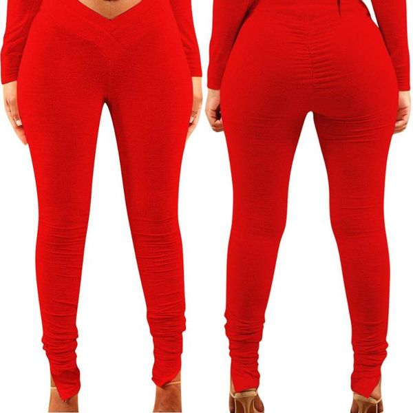 

women's pants & capris women elastic stacked leggings v-low waist flare bell bottom ruched stack trousers draped jogger sweatpants js02, Black;white