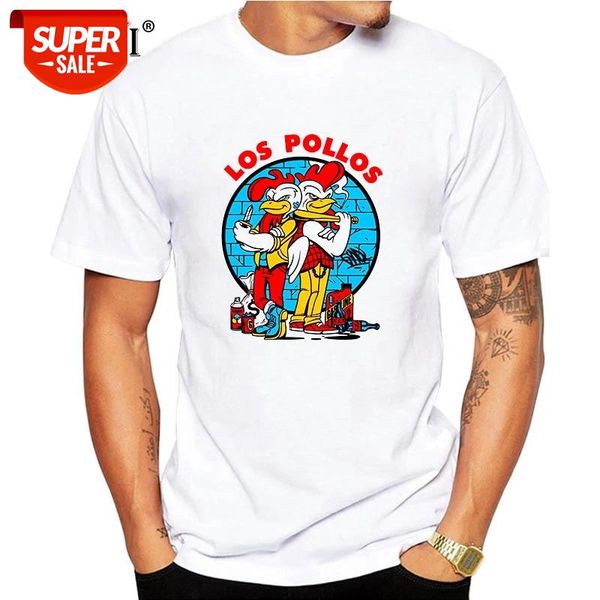 

xin yi men's t-shirt 100% cotton short sleeve los pollos print casual loose o-neck tshirt t-shirt male tee shirts #ah1d, White;black