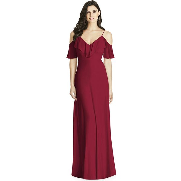 

grace women elegant long burgundy bridesmaid dresses new chiffon v neck backless formal wedding party bridesmaid dress, White;pink