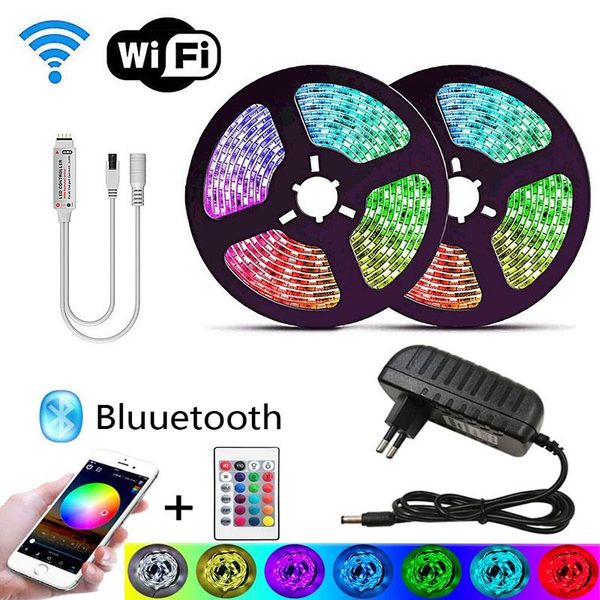 

strips rgb led strip light 2835 flexible 5m 10m 15m 20m12v tape set wiht wifi bluetooth music controller