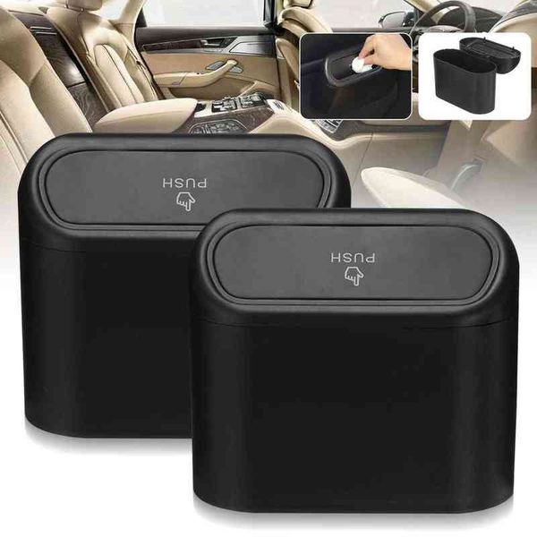 

car trash bin hanging vehicle garbage dust case storage box abs square pressing trash bin can auto interior accessories w220312