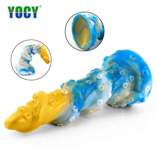 Dildo YOCY Nuovo Colorato Tentacolo Dildo Giocattolo Del Sesso Anale Butt Plug Con Ventosa Per Le Donne Masturbatore Uomini Lesbici Prodotto 1120