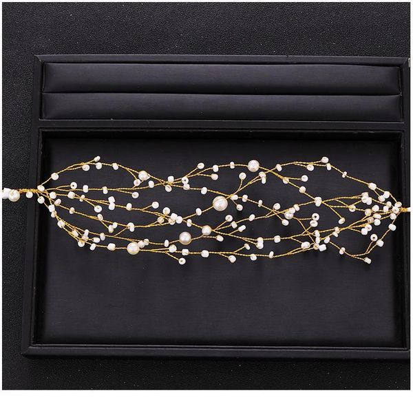 

trendy bride hair accessories gold tiara pearl headband wedding headdress prom female hair accessories bridal tiara qyltyu, Silver