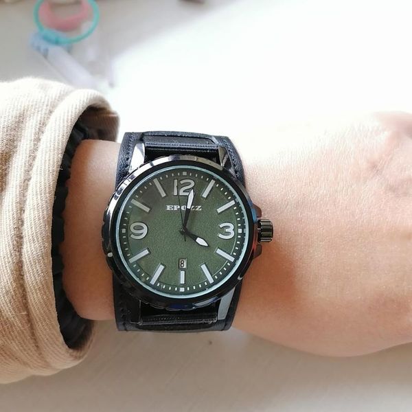

wristwatches epozz prevent metal allergy series japan mov watch men leather strap relogio masculino casual male watches, Slivery;brown