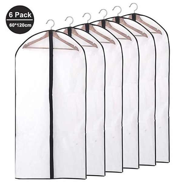 

6pcs dustproof cloth cover bags transparent wardrobe storage bag dust cover clothes protector garment suit coat dust