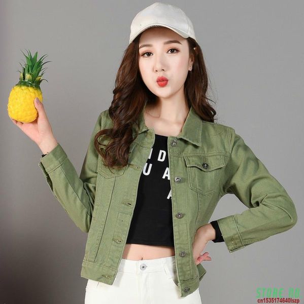 

fashion summer retro slim army green short girls jackets denim cowgirl costume vintage female coat streetwear lady chaqueta hot, Black;brown