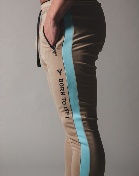 

2021 new fitness cotton casual sports gym training running pencil brand feet pants stitching fashion men's clothing 6znt, Black