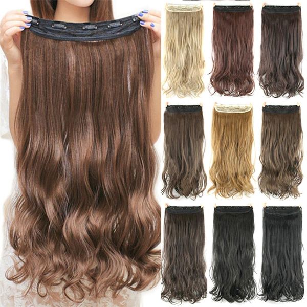 

synthetic wigs soowee 24" long high temperature fiber hair pad black gray curly clip in hairpiece for women