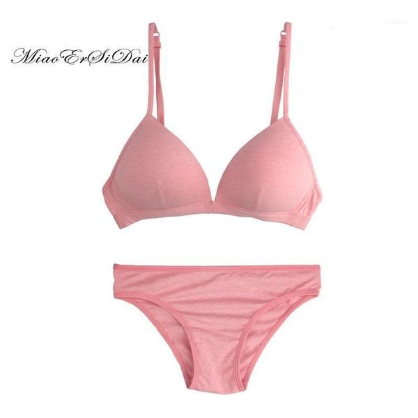 

women 100% cotton bra set wire comfortable intimates1, Red;black