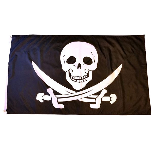 Piraten-Flaggen für den Außenbereich, 90 x 150 cm, Banner, 150 x 90 cm, 100D-Polyester, schneller Versand, lebendige Farben mit zwei Messingösen
