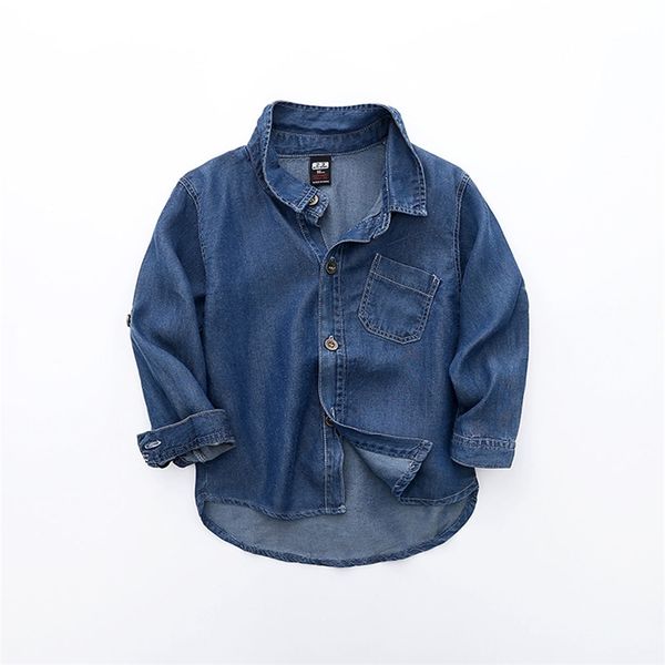 

baby boy cotton shirt kid long sleeve jeans shirt spring child clothes denim shirt boy casual blouse dropshipping clothing 210306, White;black