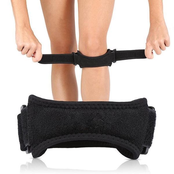 

elbow & knee pads patella strap brace support pad band pain relief adjustable for hiking soccer basketball volleyball squats, Black;gray