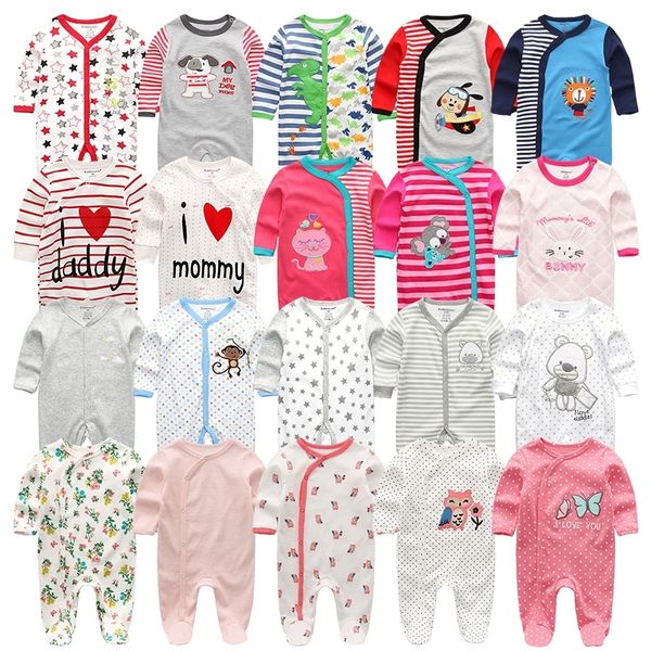 2021 2 3 4 adet / grup Yaz Boy Roupa de Bebes Yenidoğan Tulum Uzun Kollu Pamuk Pijama 0-12 Ay Tulum Bebek Giysileri 210309