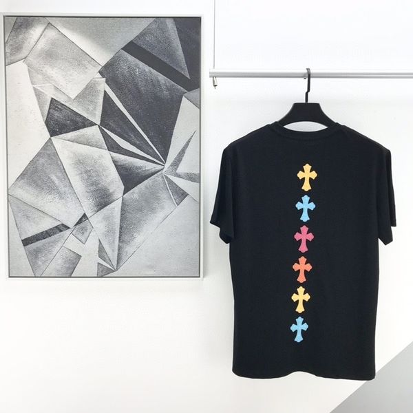 

short new loose gold horseshoe casual color cross sleeve t-shirt of ch cro, White