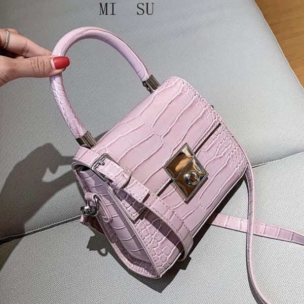 

shoulder bags stone pattern small tote bag 2021 fashion high-quality pu leather women's designer handbag lock messenger