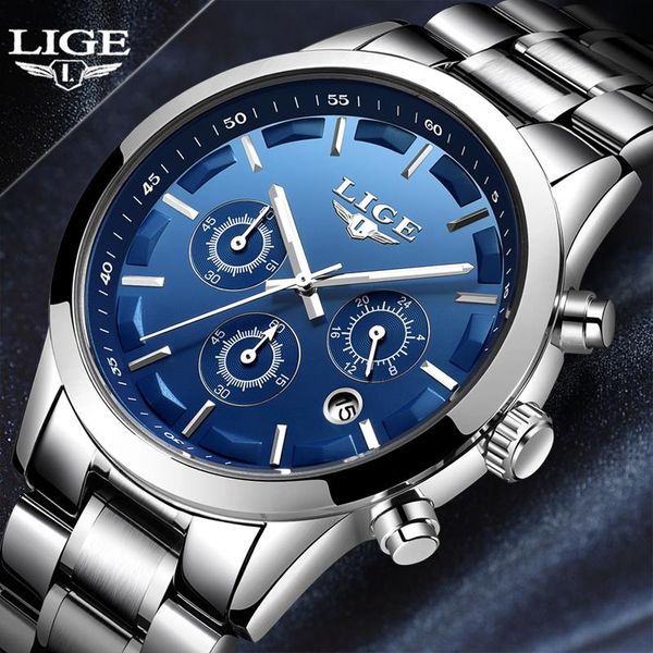 

wristwatches relogio masculion lige men watch 2021 watches full steel quartz business waterproof fash, Slivery;brown
