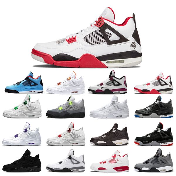 

man's basketball shoes 4s high black cat university red neon bred alternate motorsport orange metallic white cement cool grey pine gree