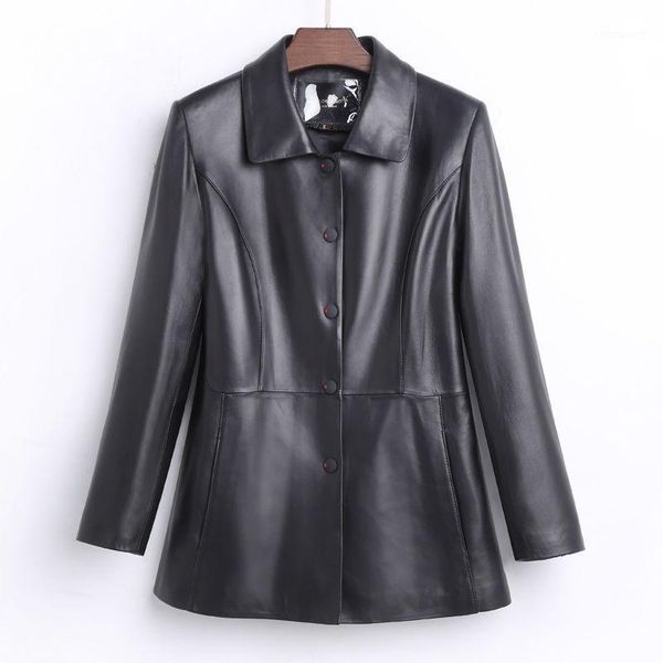 

women's jackets 30-year-old, 40-year-old women in leather clothes, medium and long, large, middle-aged elderly jacket, mother loose, Black;brown