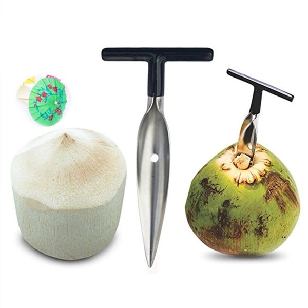 NewCoconut Opener Tool Edelstahl Kokoswasser Punch Tap Stroh Offenes Loch Cut Geschenk Obstöffner Werkzeuge EWD7472