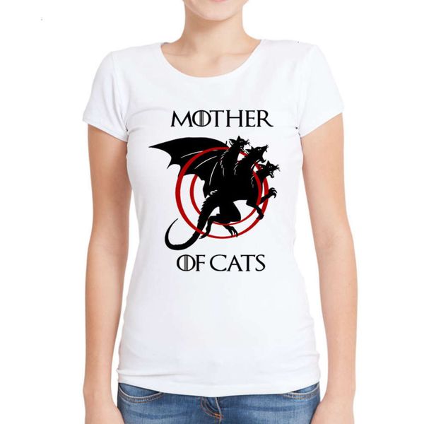 

short sleeve t-shirt new women's mother of cats, White