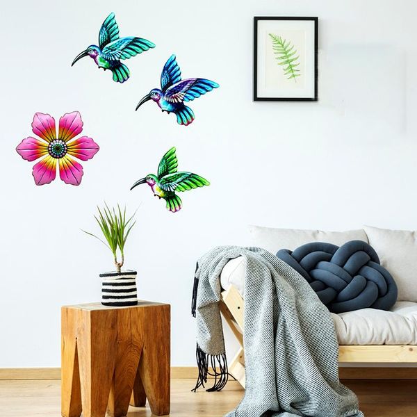 

decorative objects & figurines handmade metal 3d hummingbird wall window door hanging ornaments vintage home living room decoration crafts