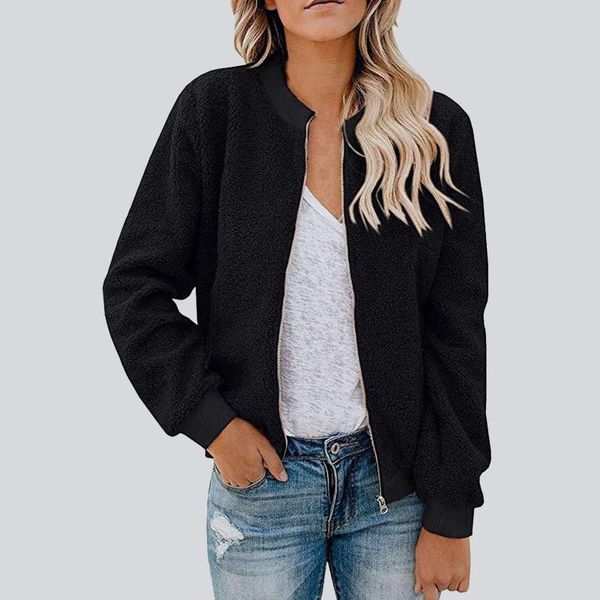 

women's jackets for women 2021 ladies casual british warm woman clothing solid color o-neck zipper jacket coat ropa mujer, Black;brown
