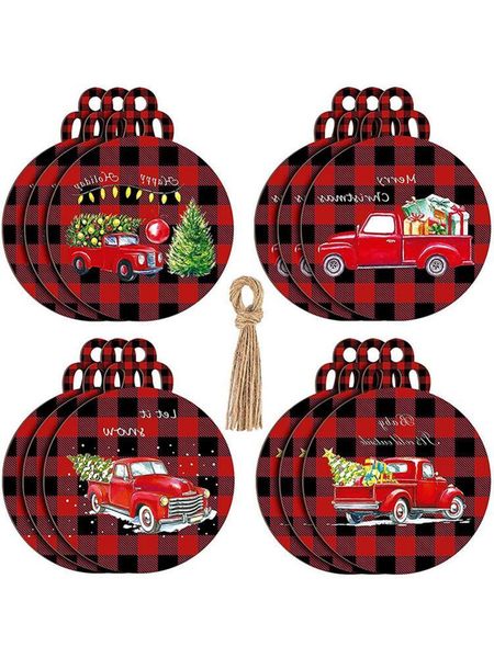 

christmas decorations tree ornaments wooden hangings farmhouse decor with rope round wishes crafts ornament 12p