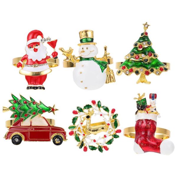 

napkin rings 6 pcs xmas holders christmas clasps buckles for table (assorted color)