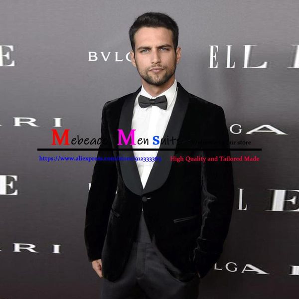 

men's suits & blazers classic black velvet men wedding formal business slim fit tuxedos groom prom blazer 2 pieces jacket with pants te, White;black