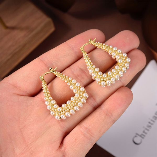 

new pearl earrings female red s925 silver needle, Golden