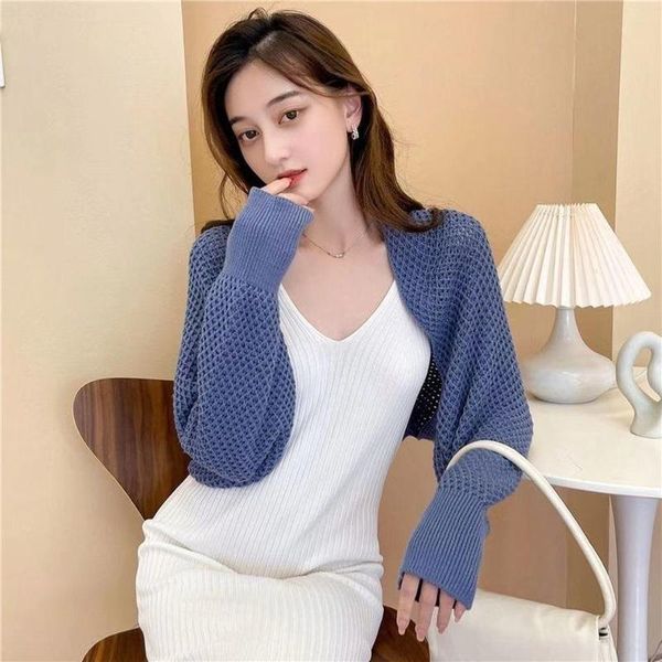 

scarves monochrome knit cuff cape fashion multi-purpose for all seasons, Blue;gray