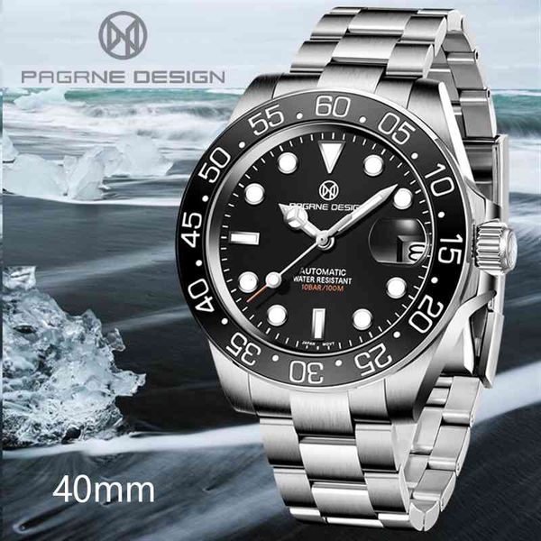 

paganese design 2021 new men 40mm black luxury rvs clock nh35a heren waterproof hombre, Slivery;brown