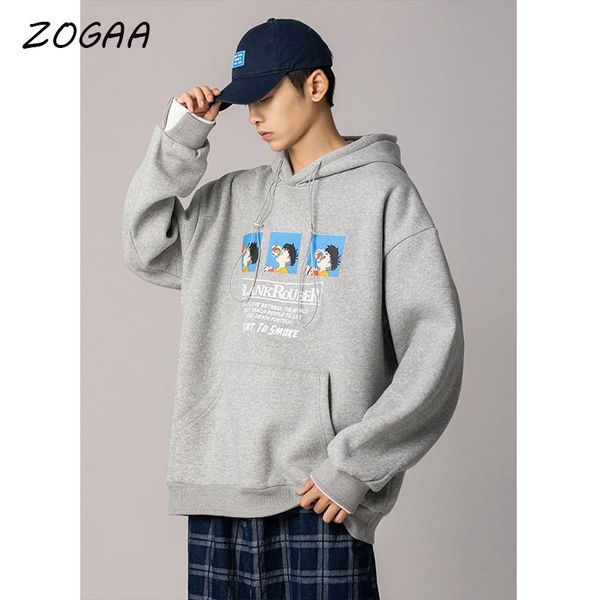 

men's hoodies & sweatshirts zogaa 2021 pocket anime character patchwork fleece hoodie sweatshirt streetwear hip hop casual pullover hoo, Black