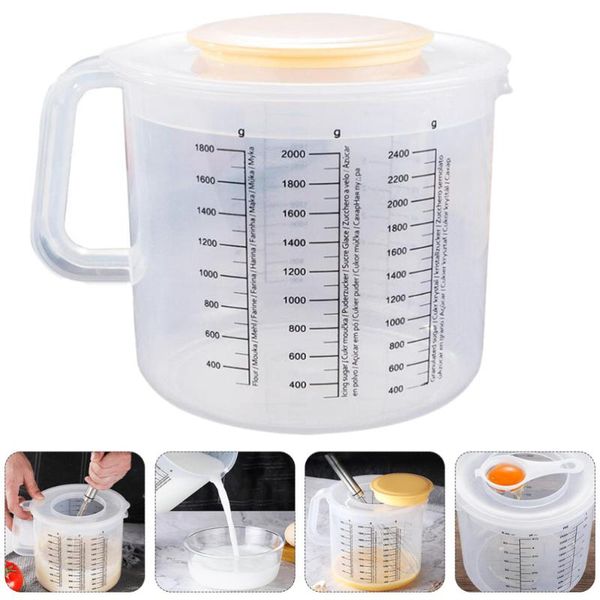 

1 pc 2.5l durable scale baking measuring cup home mixing bowl pot (white)