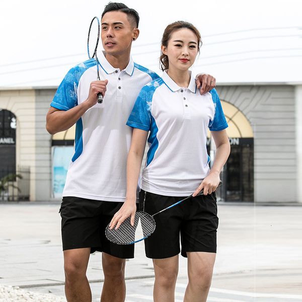 

tracksuits jerseys duike badminton jacket men's breathable short sleeved shirt women's single sweatshirt summer table tennis lapel, Gray